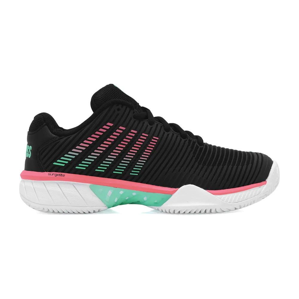 K-Swiss Hypercourt Express 2 - Clay - Saibro Feminino — Preto Verde e Rosa